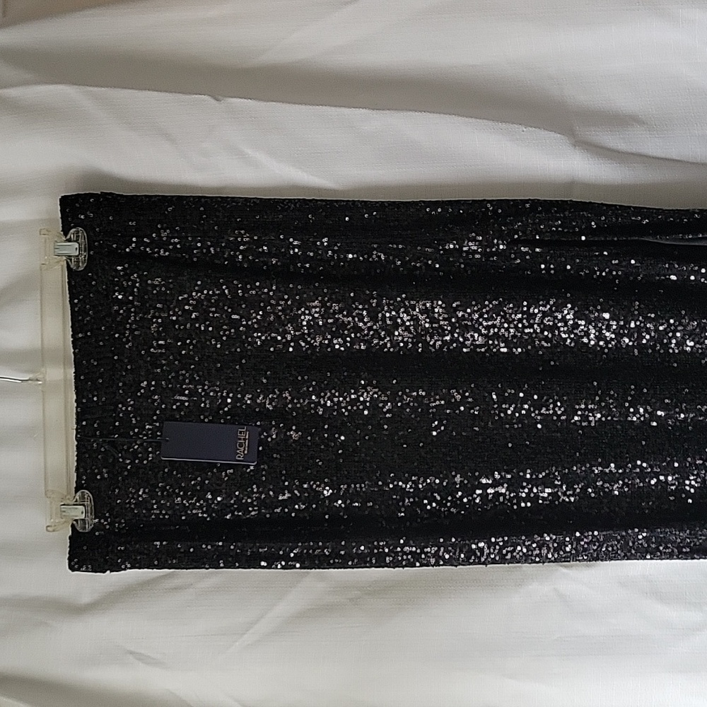 Rachel Roy High Waisted Black Midi Skirt with Elastic Band Size Medium NWT
